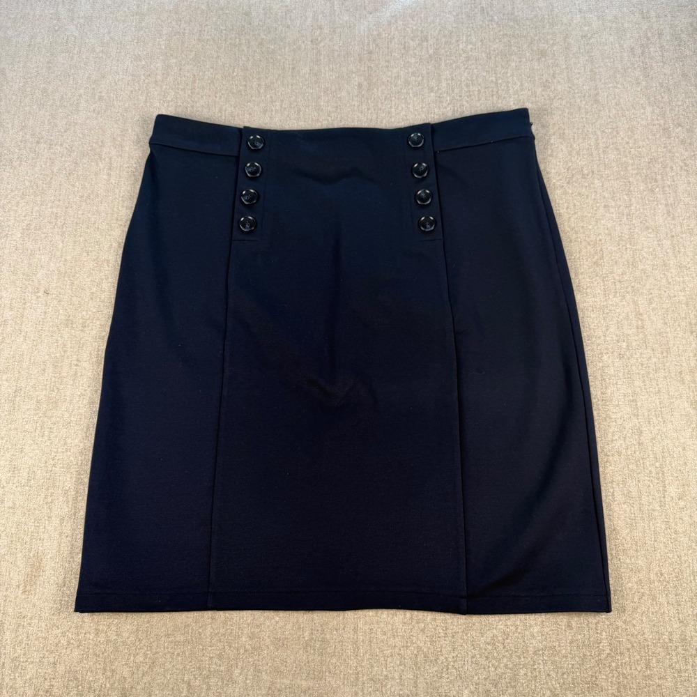 NWT Ann Taylor Factory Pencil Skirt Womens 16 Navy Blue Nautical Button 36072323